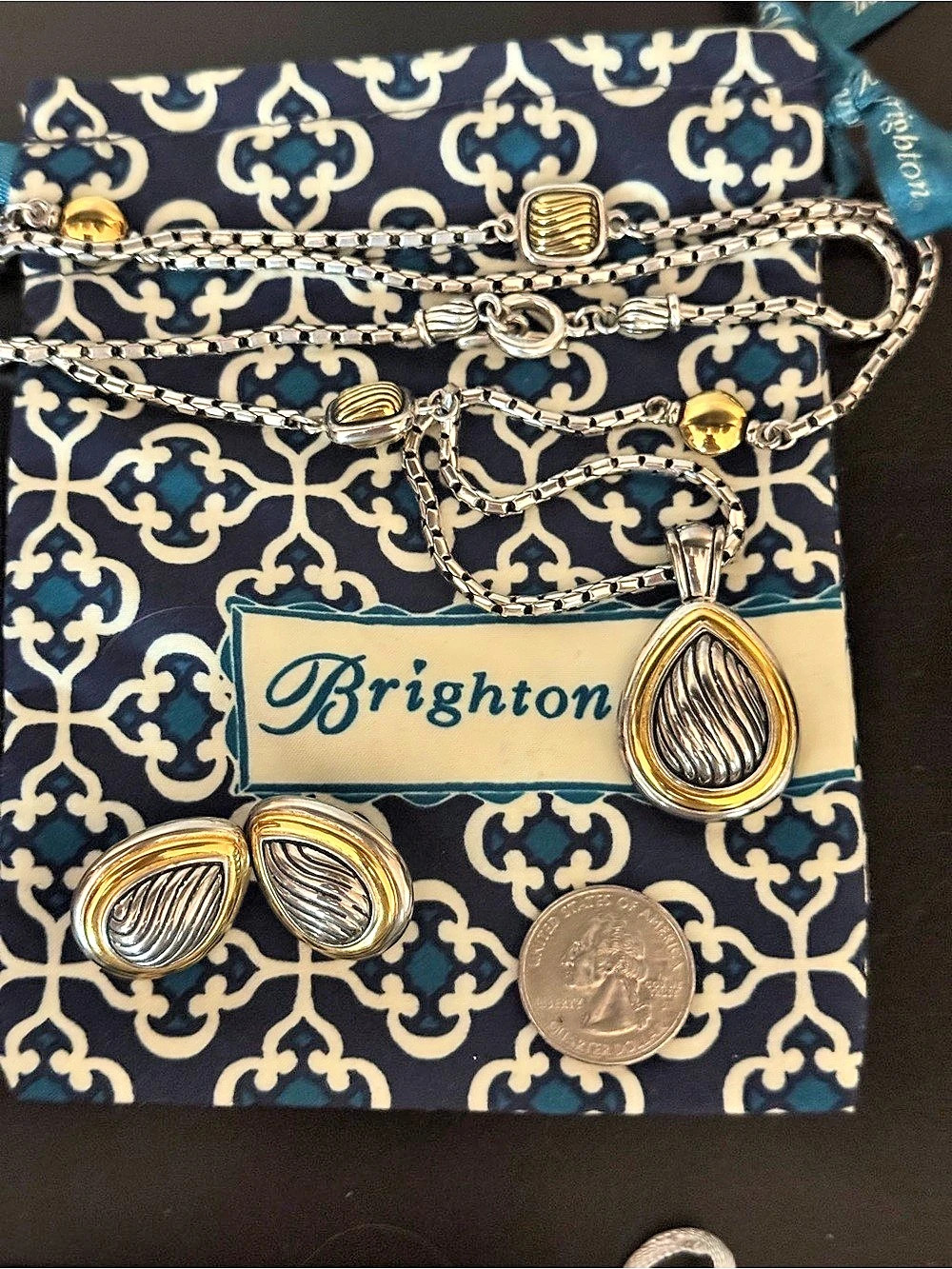 Brighton Ferrara La Crima Necklace and Earrings Set & Earrings Set Silver & Gold